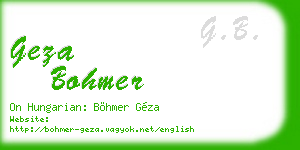 geza bohmer business card