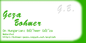 geza bohmer business card